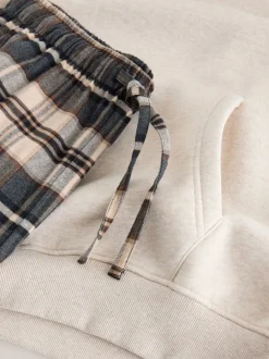 Neutraal - Check Bottoms Long Sleeve Hoodie Set