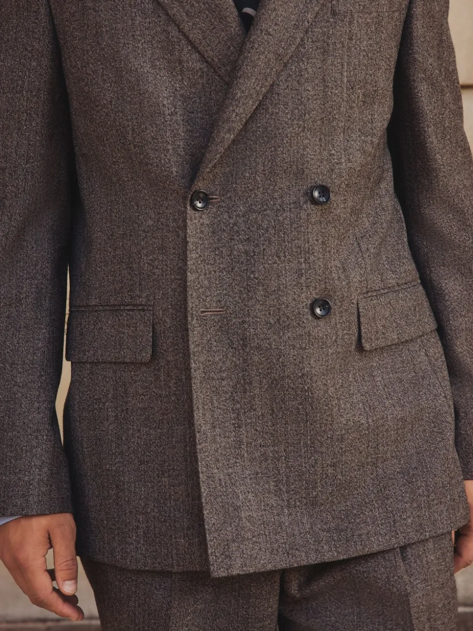 Neutraal - Double Breasted Merino Wool Blend Suit Jacket