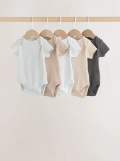 Neutraal - Essential set van 5 babyrompertjes met korte mouwen