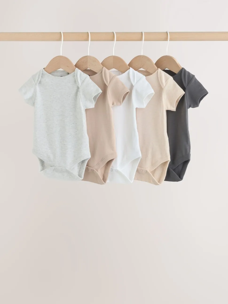 Neutraal - Essential set van 5 babyrompertjes met korte mouwen