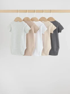 Neutraal - Essential set van 5 babyrompertjes met korte mouwen