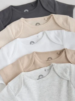 Neutraal - Essential set van 5 babyrompertjes met korte mouwen