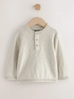 Neutraal - Gebreide Henley-trui (3mnd-7jr)