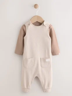Neutraal - Jersey tuinbroek en rompertje babyset (0mnd-2jr)
