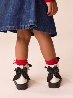 Neutraal - Minnie Mouse Bow Detail Lace Up Enkellaarsjes