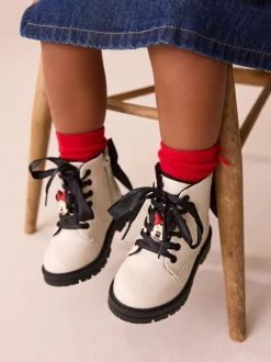 Neutraal - Minnie Mouse Bow Detail Lace Up Enkellaarsjes