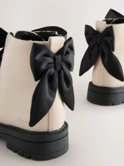 Neutraal - Minnie Mouse Bow Detail Lace Up Enkellaarsjes