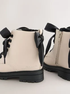 Neutraal - Minnie Mouse Bow Detail Lace Up Enkellaarsjes