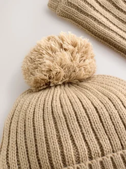Neutraal - Pom Beanie Hat & Snood Set 2 Piece (1-16yrs)
