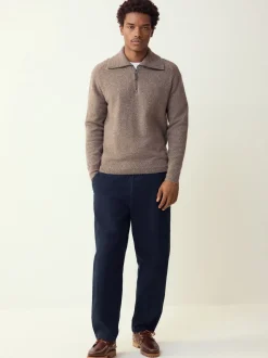 Neutraal - Quarter Zip Neck Jumper with Wool
