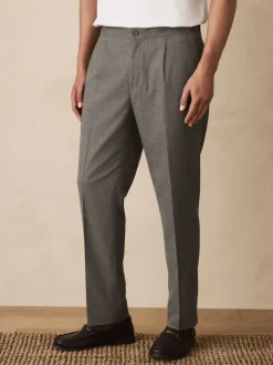 Neutraal - Regular Tapered Fit Smart Textured Soft Touch Trousers
