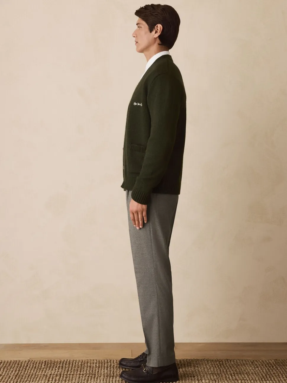 Neutraal - Regular Tapered Fit Smart Textured Soft Touch Trousers