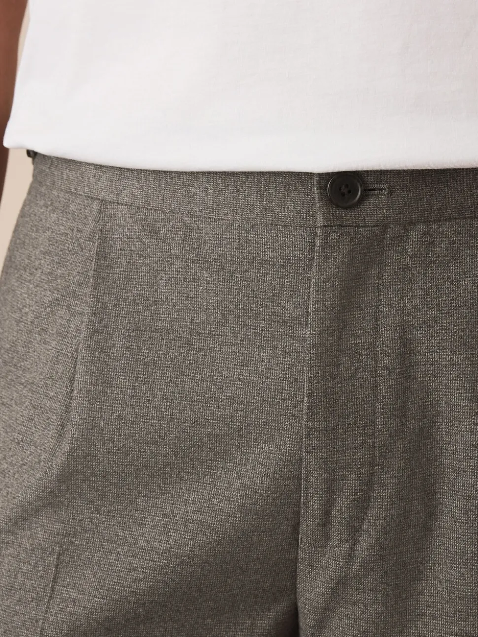Neutraal - Regular Tapered Fit Smart Textured Soft Touch Trousers