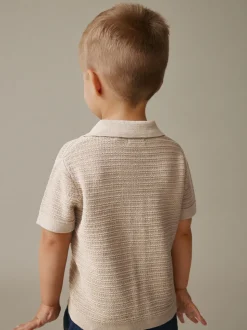 Neutraal - Revere Collar Short Sleeve Knitted Polo Shirt (3mths-7yrs)