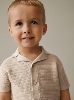 Neutraal - Revere Collar Short Sleeve Knitted Polo Shirt (3mths-7yrs)