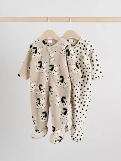 Neutraal - Set van 2 baby-onesies van microfleece met tweewegrits