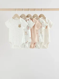 Neutraal - Set van 5 babyrompertjes met korte mouwen