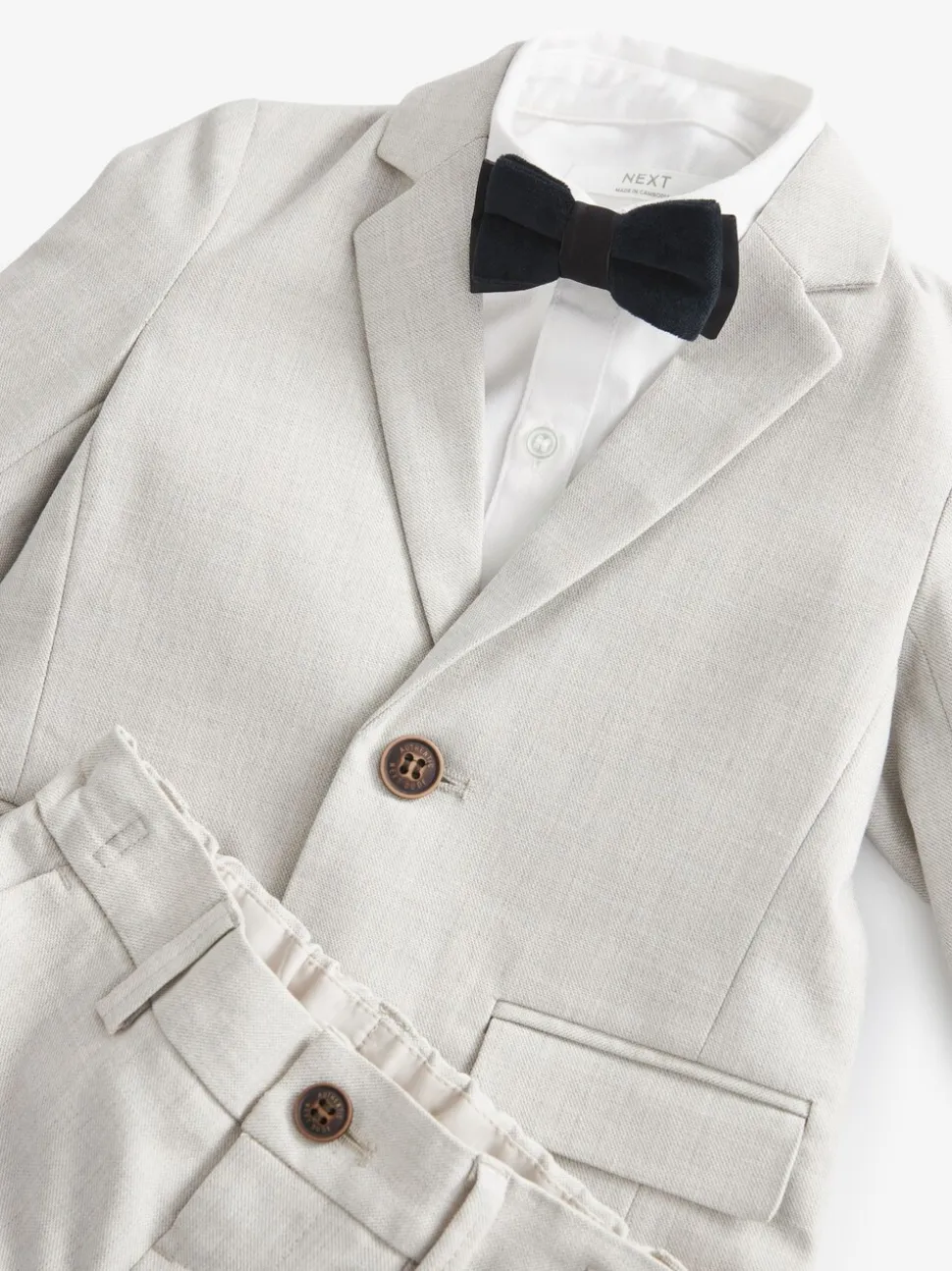 Neutraal - Set van blazer, overhemd, broek en vlinderstrik (3mnd -9jr)