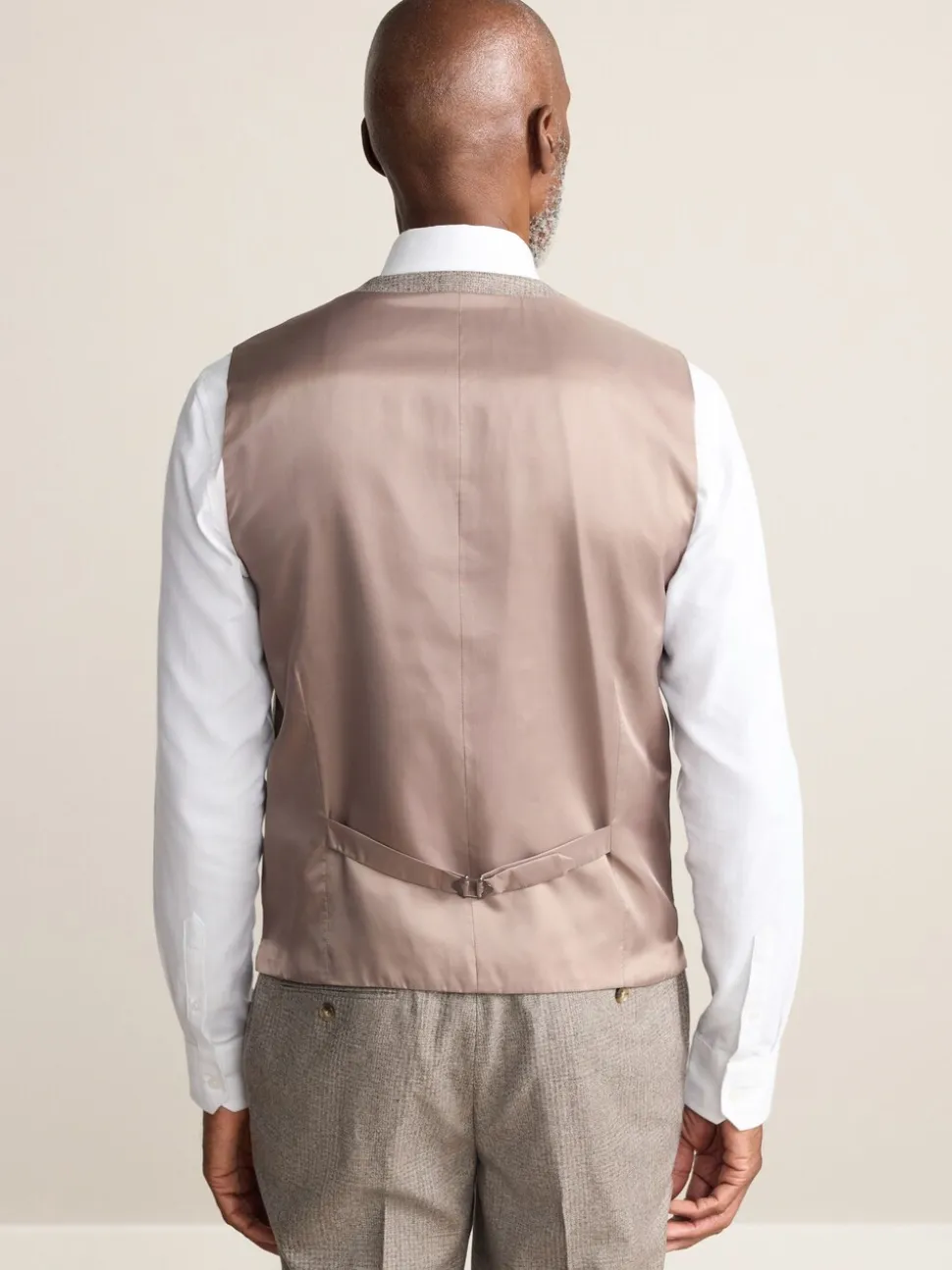 Neutraal - Signature Marzotto 100% Italiaans wollen Pak met ruitpatroon: gilet