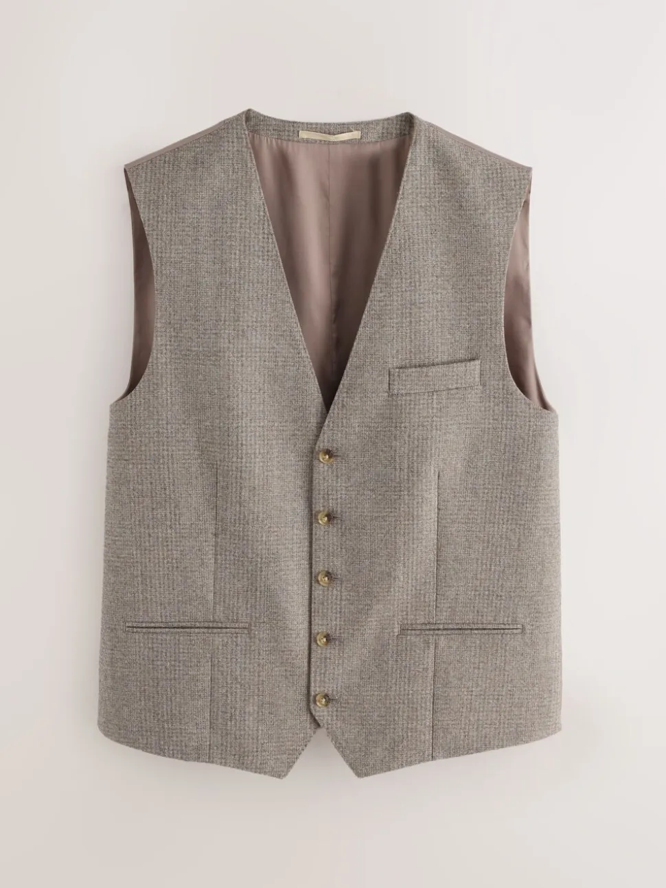 Neutraal - Signature Marzotto 100% Italiaans wollen Pak met ruitpatroon: gilet