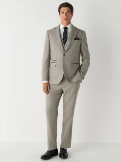 Neutraal - Slim Fit Nova Fides Italian Wool Blend Trimmed Textured Suit Waistcoat