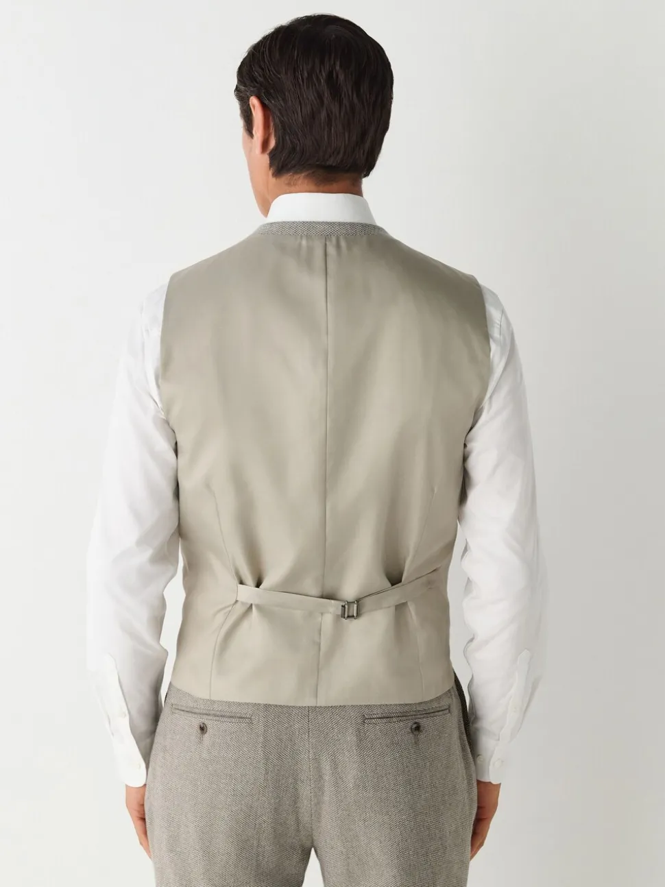 Neutraal - Slim Fit Nova Fides Italian Wool Blend Trimmed Textured Suit Waistcoat