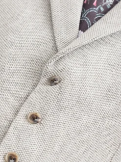 Neutraal - Slim Fit Nova Fides Italian Wool Blend Trimmed Textured Suit Waistcoat