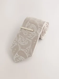 Neutraal - Stropdas met paisleymotief en stropdas
