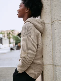 Neutraal - Utility gebreide hoodie (3-16jr)