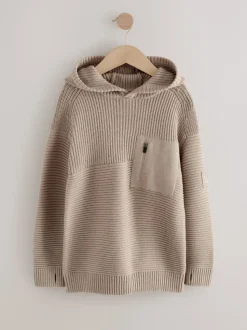 Neutraal - Utility gebreide hoodie (3-16jr)