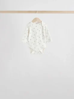 Neutraal - Verpakking van 5 100% katoenen babyrompertjes met lange mouwen
