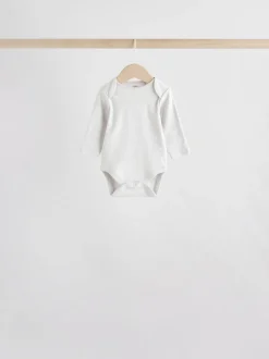 Neutraal - Verpakking van 5 100% katoenen babyrompertjes met lange mouwen