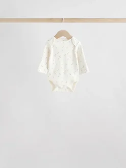Neutraal - Verpakking van 5 100% katoenen babyrompertjes met lange mouwen