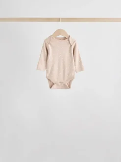 Neutraal - Verpakking van 5 100% katoenen babyrompertjes met lange mouwen
