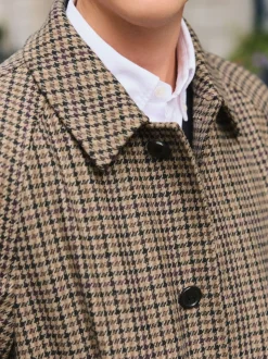 Neutraal - Wool Rich Italian Fabric Dogtooth Check Coat