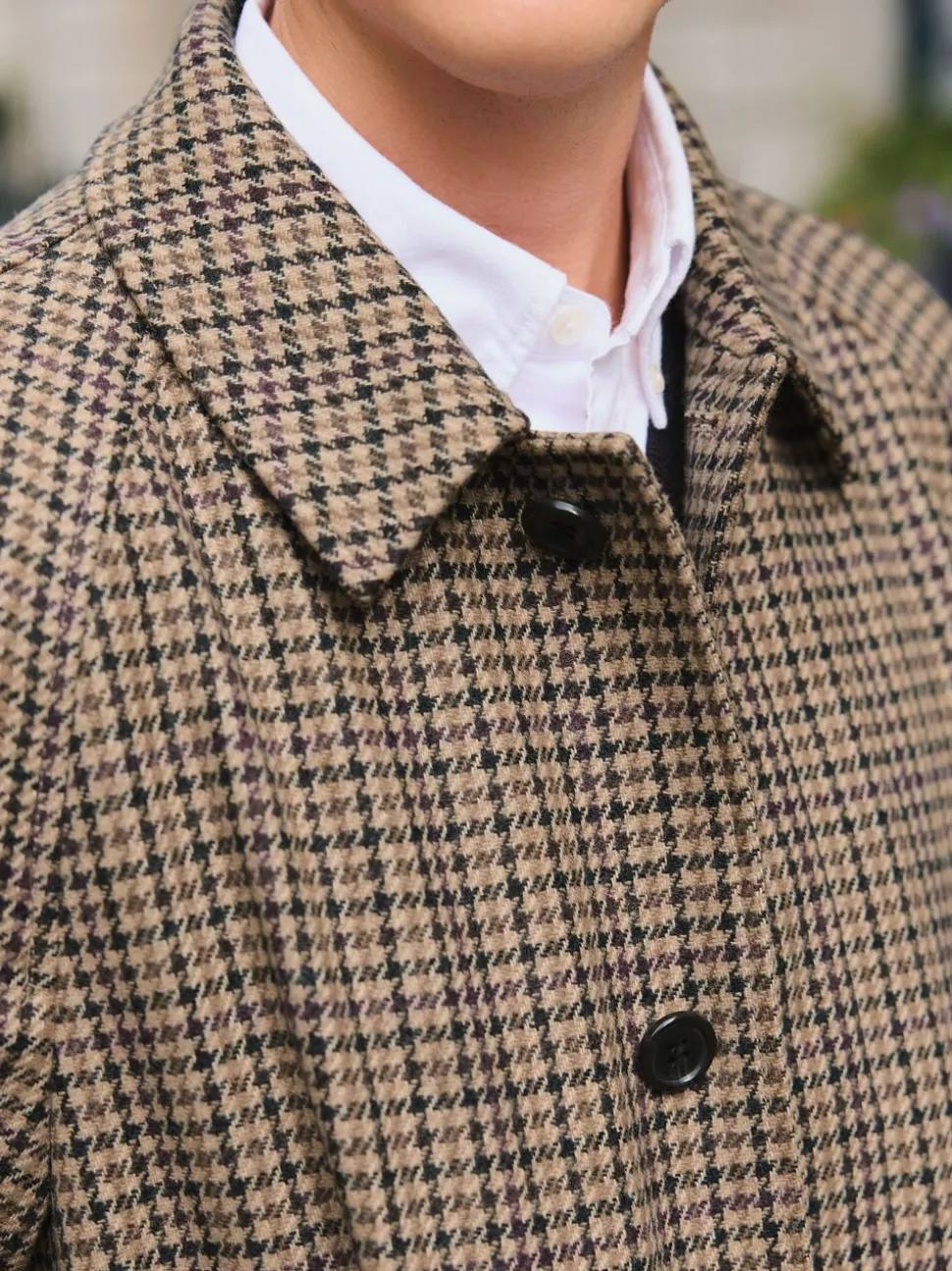 Neutraal - Wool Rich Italian Fabric Dogtooth Check Coat
