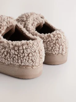 Neutraal borg - Warm gevoerde pantoffels met kuipzool