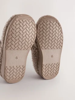 Neutraal borg - Warm gevoerde pantoffels met kuipzool