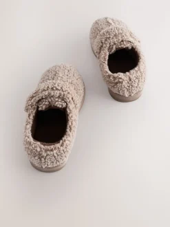 Neutraal borg - Warm gevoerde pantoffels met kuipzool
