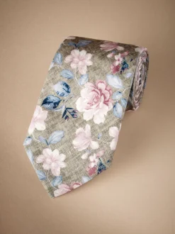 Neutraal bruin/roze bloemmotief - Signature Made In Italy Printed Paisley Tie