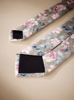 Neutraal bruin/roze bloemmotief - Signature Made In Italy Printed Paisley Tie
