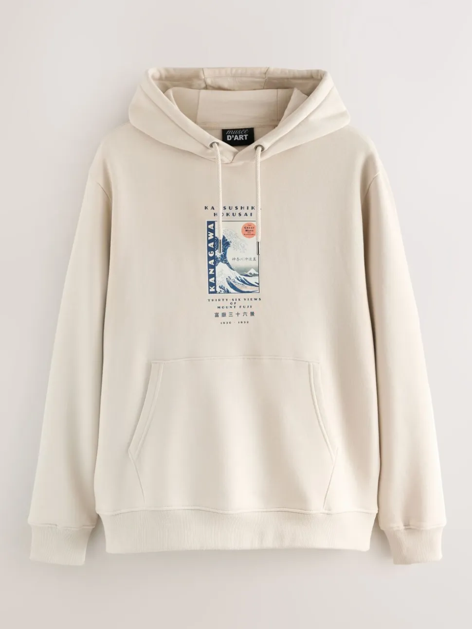 Neutraal ecru - Pullover-hoody - Hokusai Graphic License