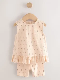 Neutraal fijne print - Set van 2 hemdjes en shorts (3mnd -7jr)