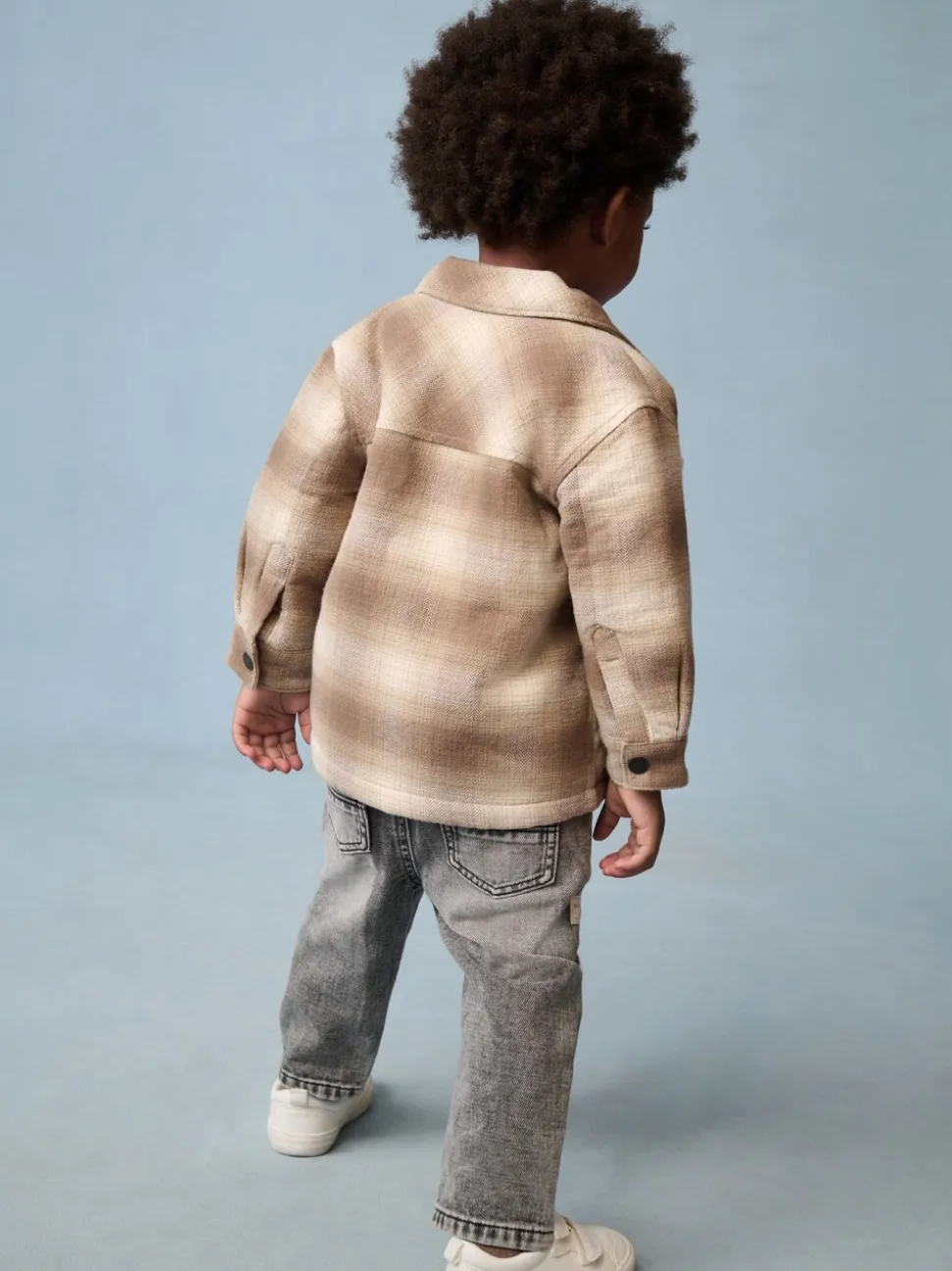Neutraal geruit - Geruite shacket met borgvoering (3mnd -7jr)