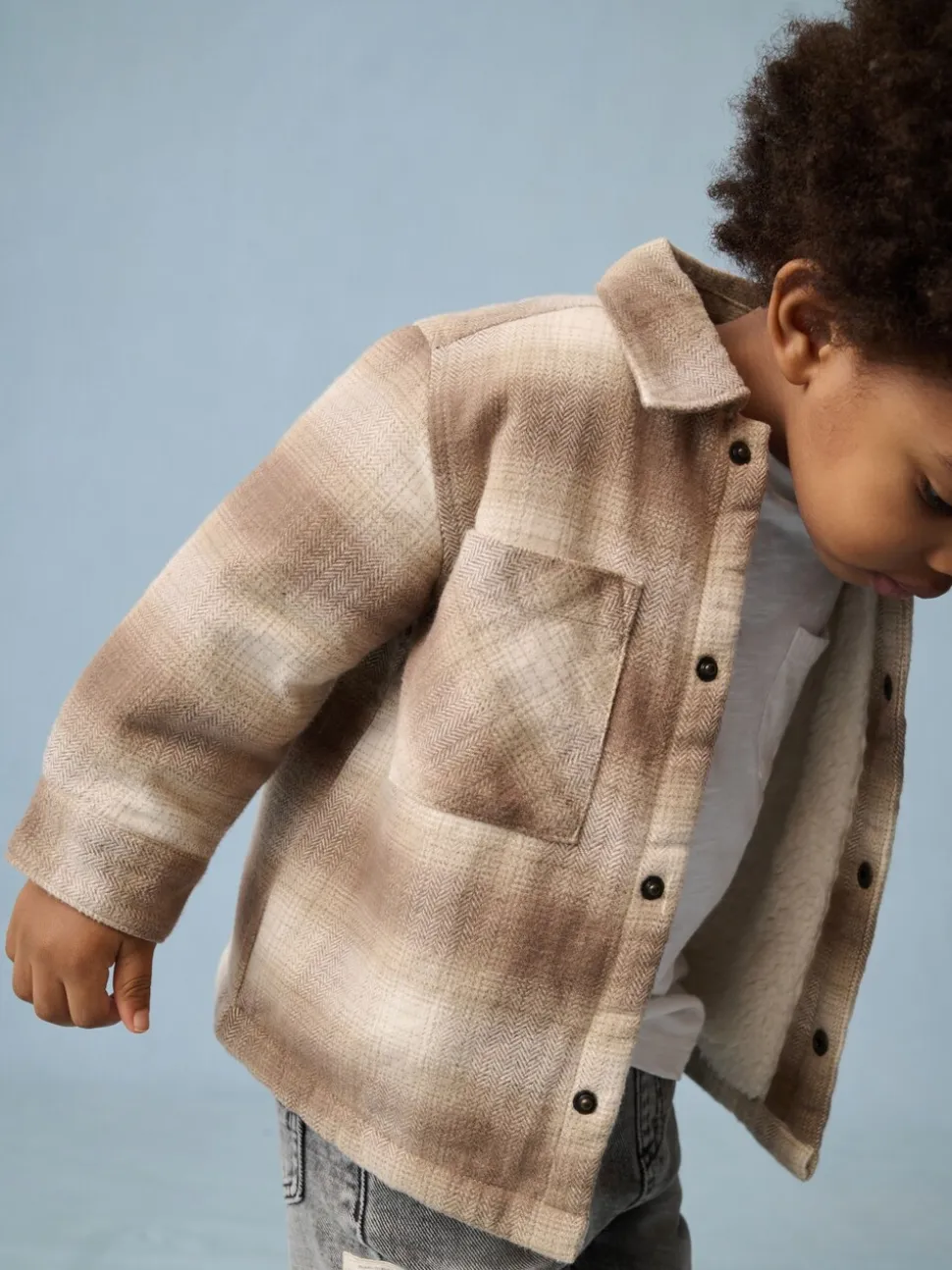 Neutraal geruit - Geruite shacket met borgvoering (3mnd -7jr)