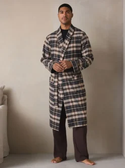 Neutraal geruit - Woven Dressing Gown