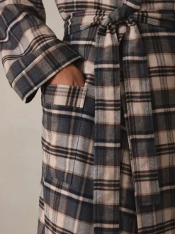 Neutraal geruit - Woven Dressing Gown
