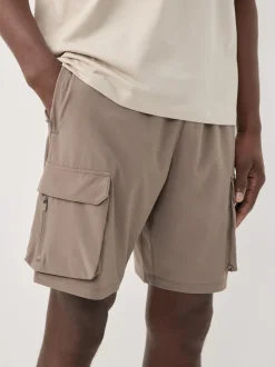 Neutraal kiezelkleurig - Active cargo gym trainingshorts