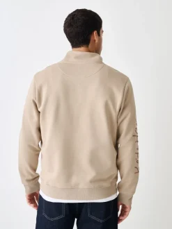 Neutraal kiezelkleurig - Keith Haring Licence Graphic Print Quarter Zip Neck Sweatshirt
