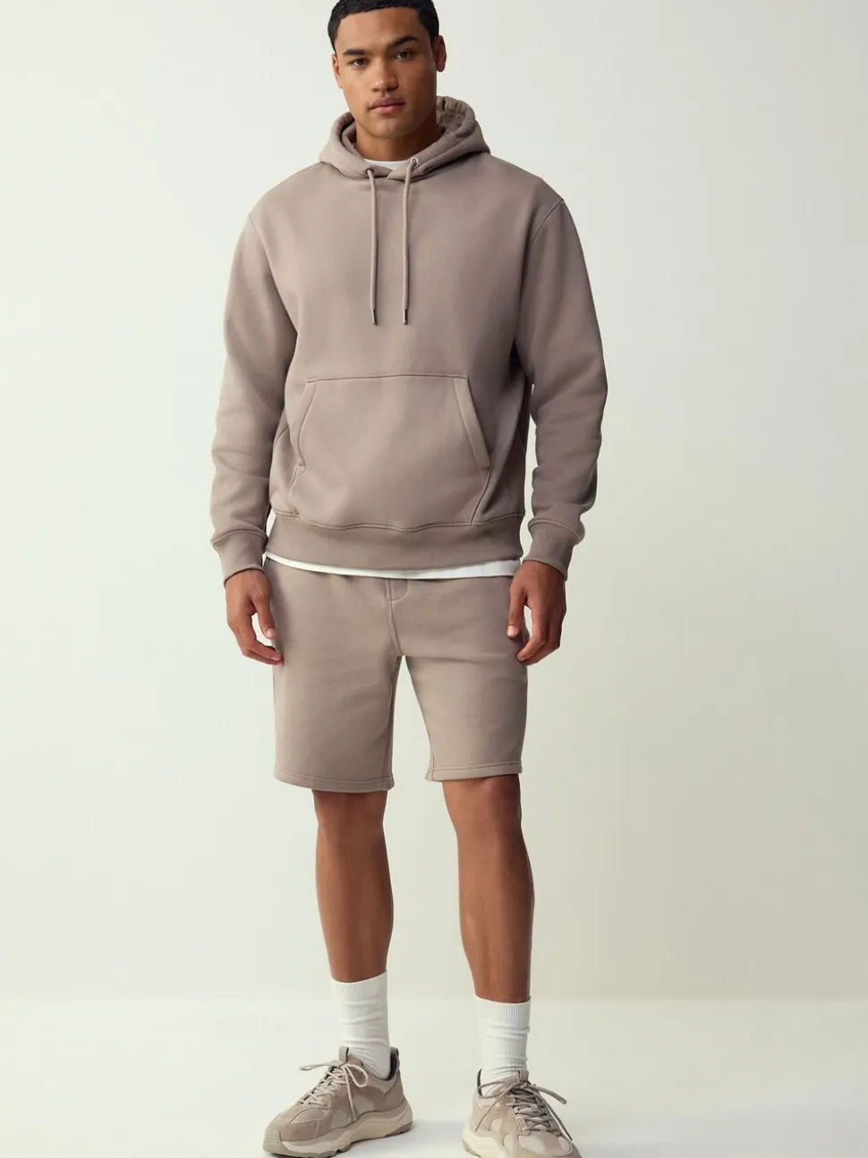 Neutraal kiezelkleurig - Normale Pasvorm - Zwaargewicht Cotton Rich Jersey Hoodie